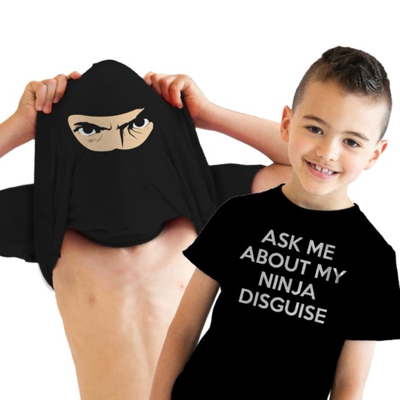 unbranded Other - NWT Ask Me About My Ninja Disguise Kids Tshirt Size XL Black and White